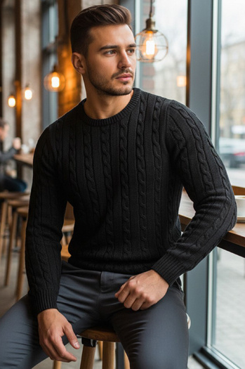 Moški klasičen pulover Barva Črna DSTREET WX1880