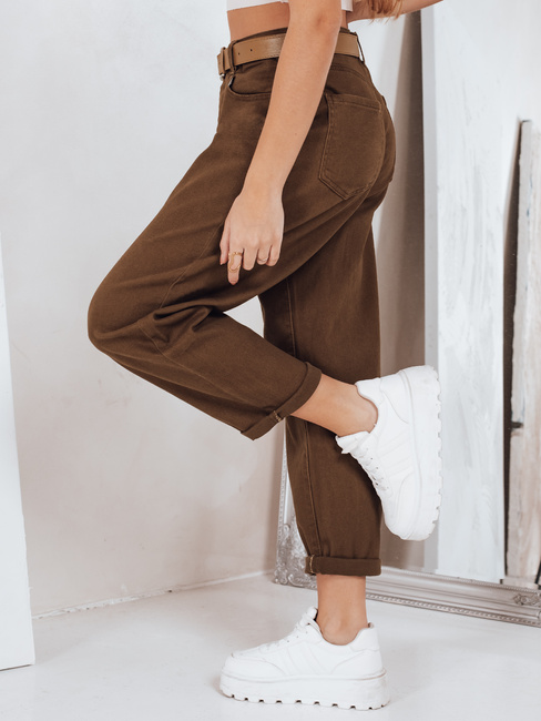 Ženske kavbojke mom fit rjave barve Dstreet UY2844