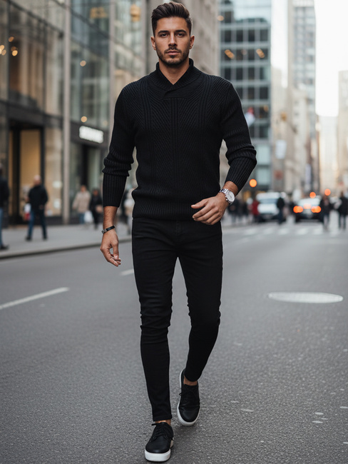 Moški črni pulover Dstreet WX2256z