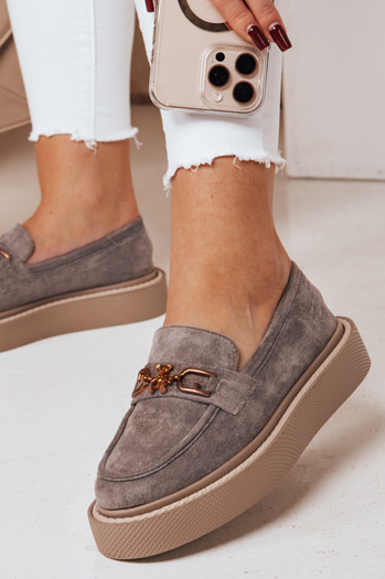 Ženski mokasini na platformi LOFELIS sivi Dstreet ZY0689