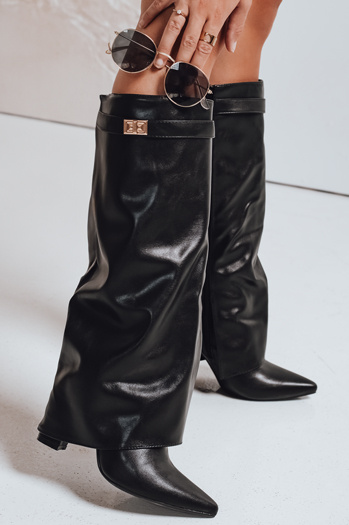 Škornji s širokim zgornjim delom črni Dstreet ZY1119