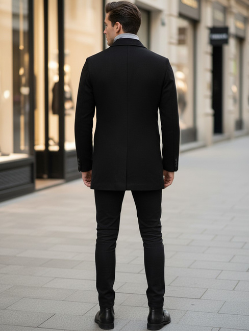 Moški plašč z dvojnim zapenjanjem Barva Črna DSTREET CX0434