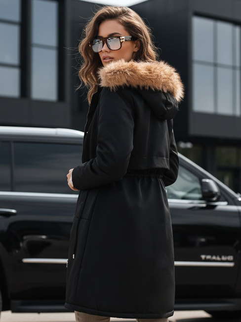 Ženska zimska jakna parka s krznom črna Dstreet TY5115