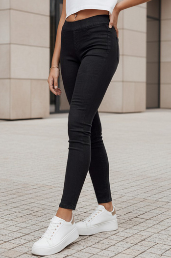 Ženske oprijete kavbojke črne barve Dstreet UY2746