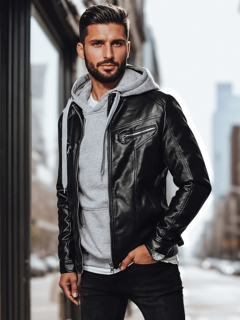 Moška usnjena jakna črna Dstreet TX4330