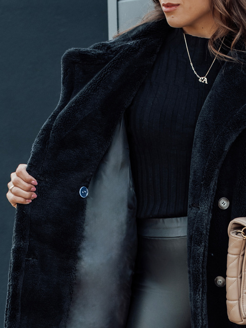 Ženski zimski plašč GLAMFUR dolg krznen plašč black Dstreet TY4697