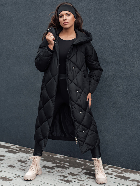 Ženska prešita zimska jakna s kapuco FEMACOAT black Dstreet TY4593