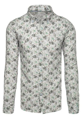 Moška cvetlična bela srajca Dstreet DX2633