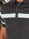 Moška polo majica s črtami temno sive barve Dstreet PX0630
