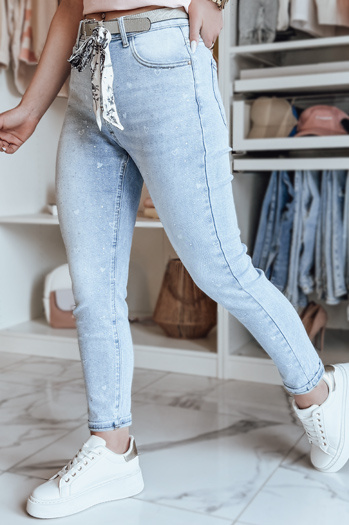 Ženske tanke hlače iz džinsa v srcih s pasom SPARKYS modra Dstreet UY2425