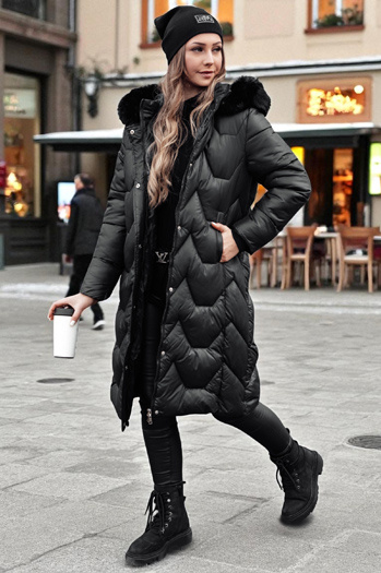 Ženska prešita dolga jakna WINTERACT black Dstreet TY4775