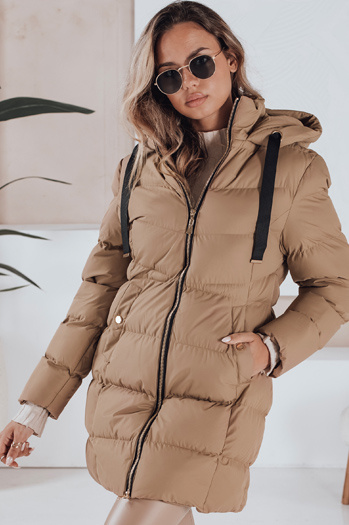 Ženska zimska jakna s kapuco GABRIELLE dark beige Dstreet TY4363