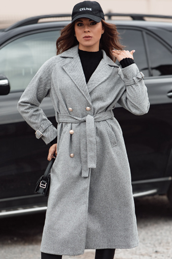 Ženski plašč CAMELLYN dolg siv Dstreet NY0742