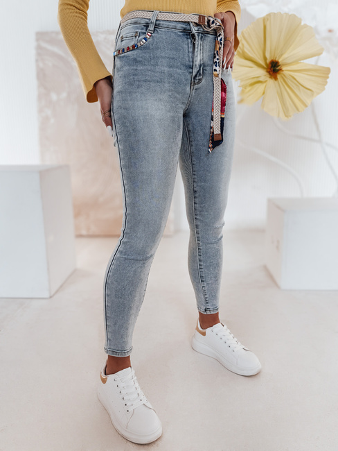 Ženske oprijete kavbojke TRENDIFIX hlače s pasom modre Dstreet UY2481