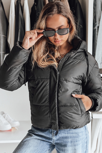 Ženska zimska jakna SNOWLIKE prešita s kapuco črna Dstreet TY4930