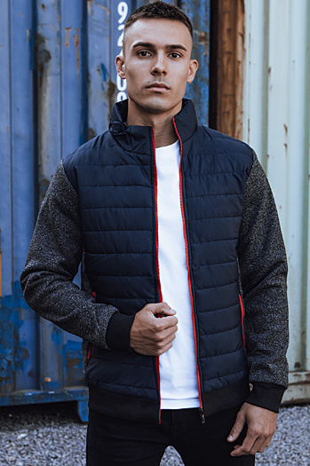 Moška prehodna jakna prešita mornarsko modra Dstreet TX4857