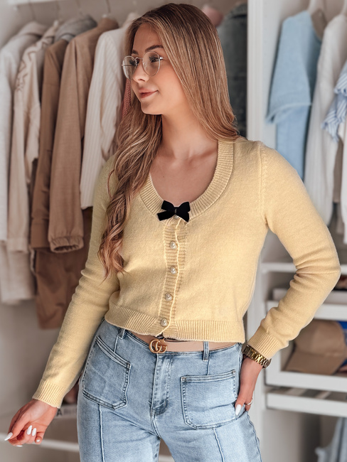 Ženski kratek pulover z lokom LAMURE beige Dstreet MY2473