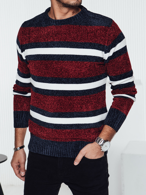 Moški črtasti pulover rdeče barve Dstreet WX2264