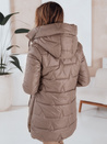 Ženska prešita zimska jakna s kapuco temno bež Dstreet TY5093
