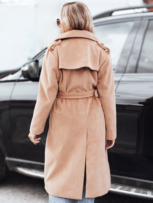 Ženski zimski plašč classic trench camel Dstreet NY0763