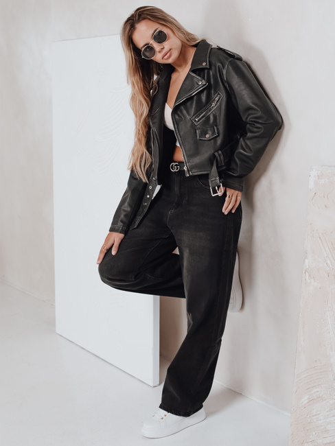 Ženske kavbojke balonastega kroja črne barve Dstreet UY2741