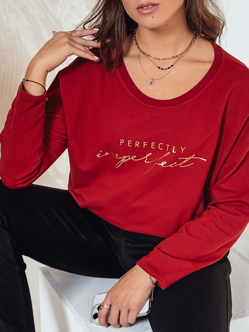 VIVILINES ženska bluza s potiskom oversize bordo barve Dstreet RY2693