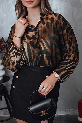 PANTHEAS ženska srajca oversize v leopardjem vzorcu Dstreet RY2709