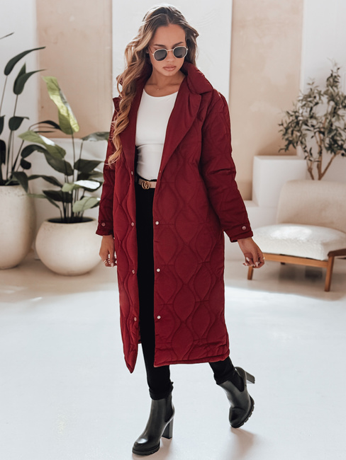 Ženski prešiti dolgi plašč TRENDIFY bordo Dstreet TY4940