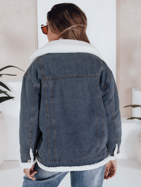 Ženska zimska jakna iz džinsa z ovčjo kožo modra Dstreet TY5172