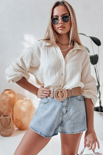 Ženska mušlena srajca MUSLINEA kremasta Dstreet DY0480