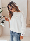 Ženska bluza z izvezenimi srčki MONLOVE bela Dstreet BY1507