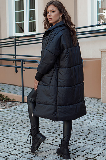 Ženski prevelik NADIA prešiti plašč s črn Dstreet TY4542