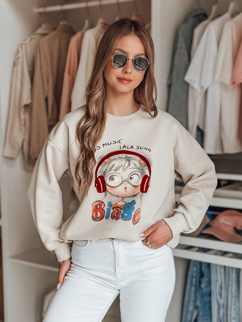 Ženska bluza s potiskom LALA VIBE beige Dstreet BY1506