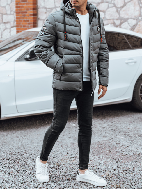 Moška prešita zimska jakna s kapuco v grafitni barvi Dstreet TX5057