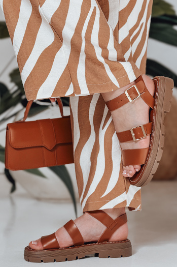 Ženski sandali z zaponkami SOLARIA camel Dstreet ZY0891
