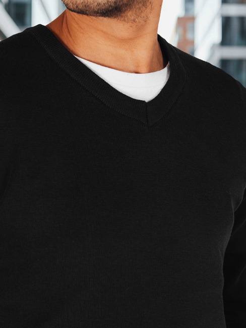 Moški črni pulover z v-izrezom Dstreet WX2314