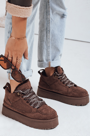Ženske superge s platformo iz umetnega krzna rjave barve Dstreet ZY1069