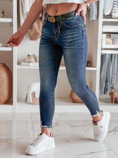 Ženske oprijete jeans hlače s pasom SKINNYJUP blue Dstreet UY2223_1