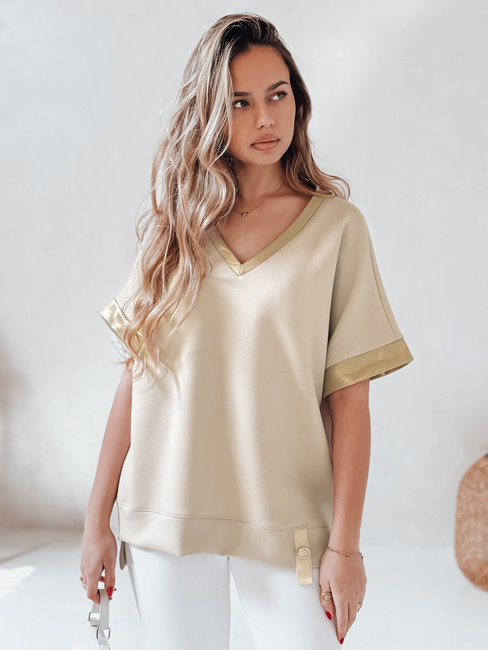 Ženska bluza prevelike velikosti SHINE LOVE beige Dstreet RY2914