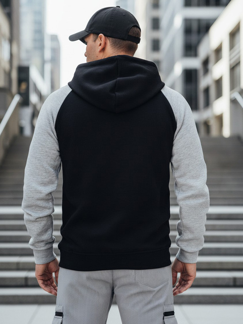 Moška osnovna majica s kapuco s sivimi in črnimi črtami Dstreet BX5902