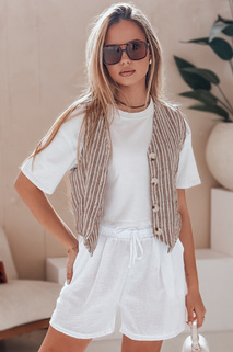 Ženske lanene kratke hlače RELAX TIME white Dstreet SY0462
