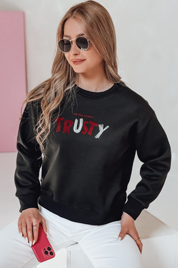 Ženska bluza prevelike velikosti z vezenino SOFTRUS črna Dstreet BY1408