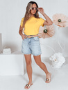 Ženska rebrasta majica SMILE FOR YOU rumena Dstreet RY2908