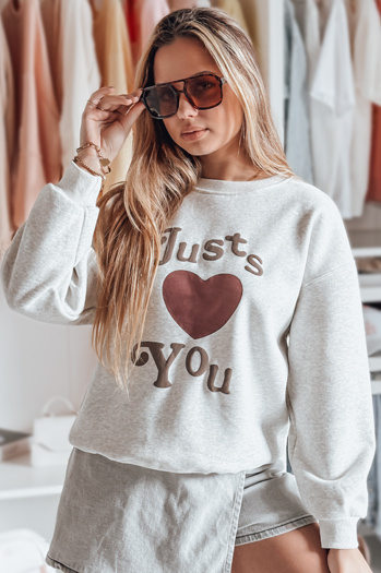 Ženska bluza FEELME s potiskom prevelikih dimenzij siva Dstreet BY1475