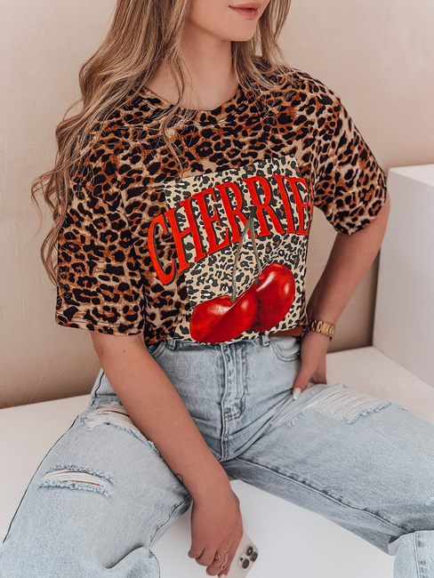Ženska majica oversize v črtasti bež barvi ZESTSTYLE Dstreet RY2841