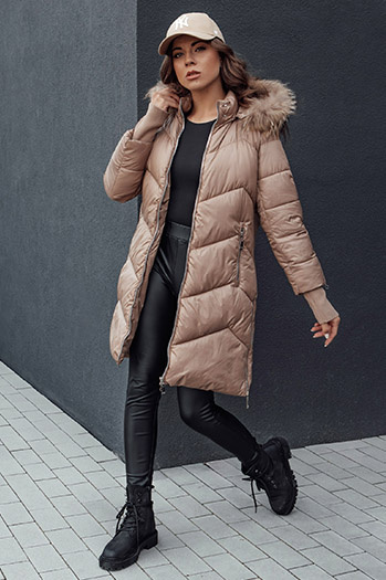 Kurtka zimowa damska pikowana LAGOON kamelowa Dstreet TY4516