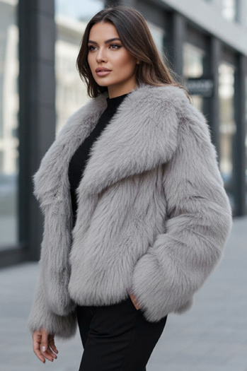 Kratek siv krznen plašč ZARAFIA Dstreet TY5116z