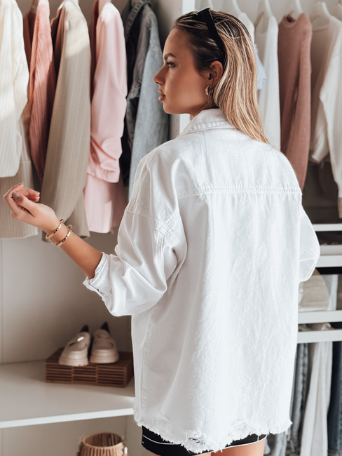 Ženska prevelika jeans jakna JUSTDEM bela Dstreet TY4903