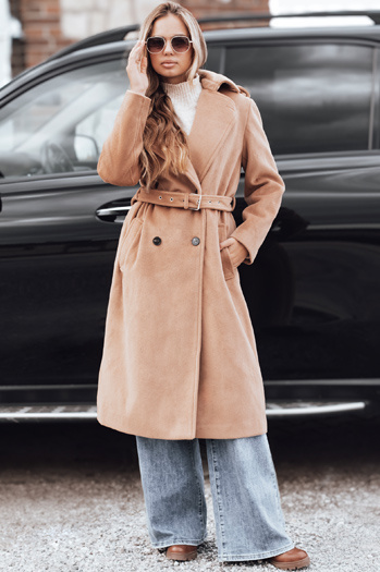 Ženski zimski plašč classic trench camel Dstreet NY0763