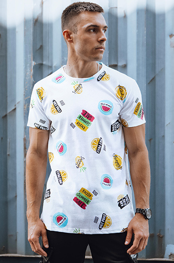 Moška majica s potiskom bela Dstreet RX5613